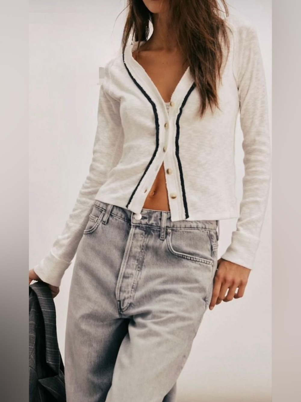 NWT Free People We The Free Black & White TIPTON CARDI, XS - Picture 1 of 12